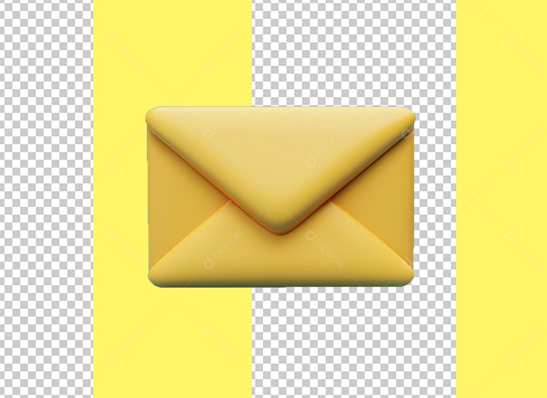 Envelope Amarelo Elemento 3D para Composição PSD