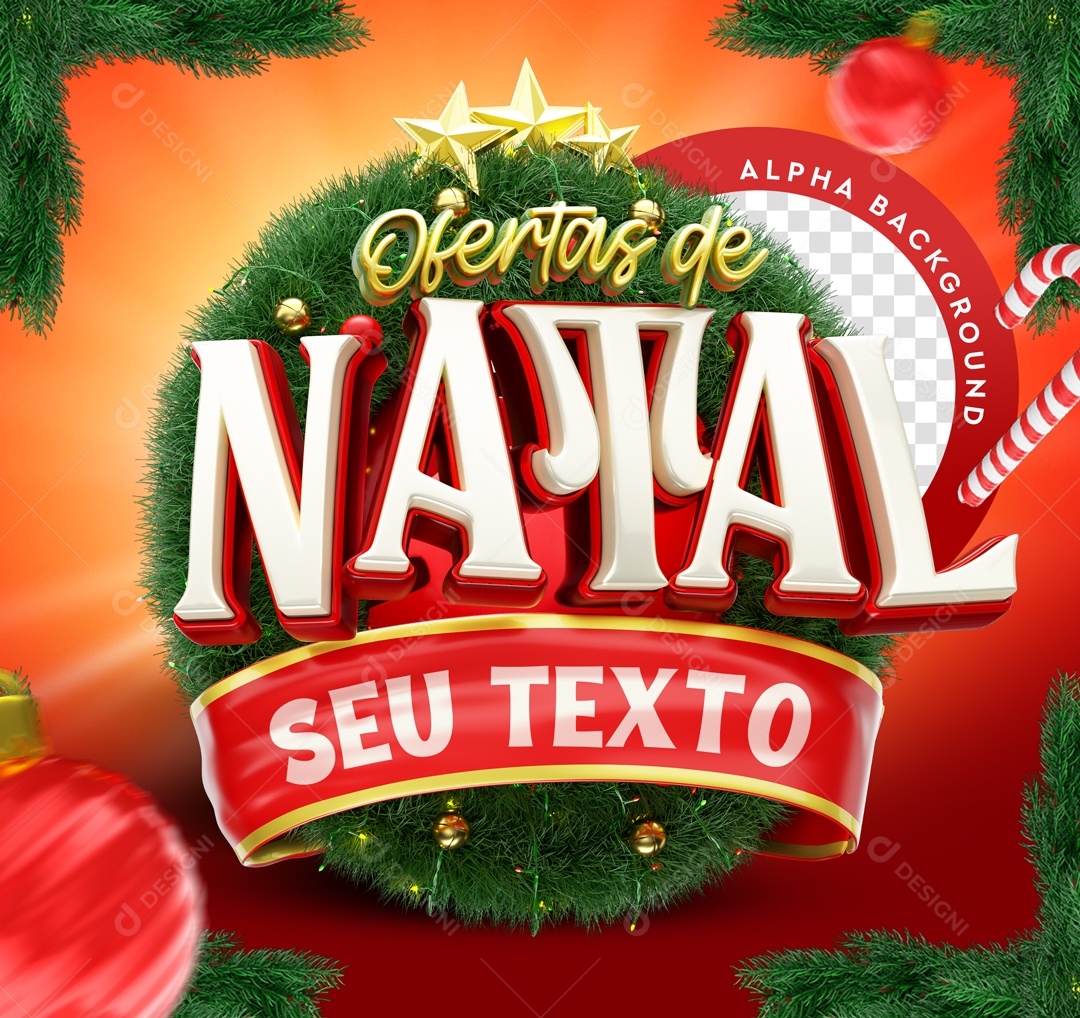 Ofertas De Natal Selo 3D Para Composição PSD