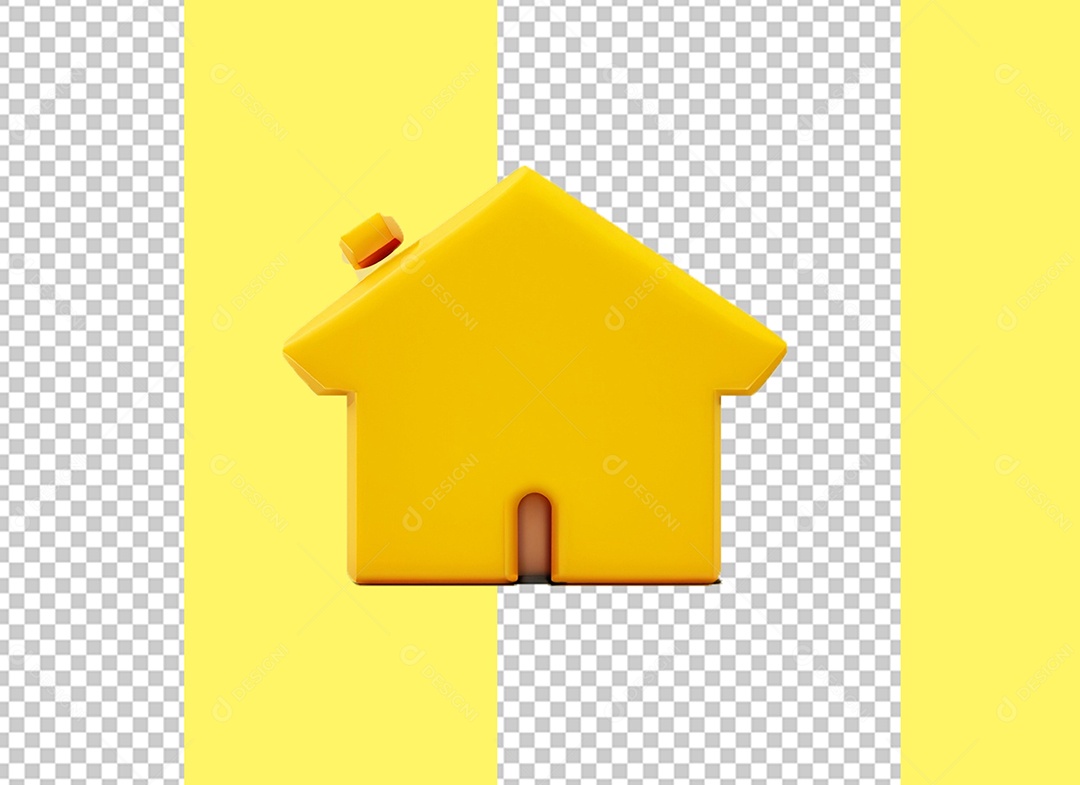Casa Amarela Elemento 3D para Composição PSD