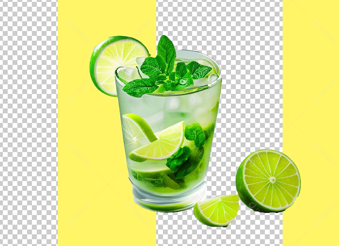 Elemento 3D Copo De Caipirinha Drink para Composição PSD