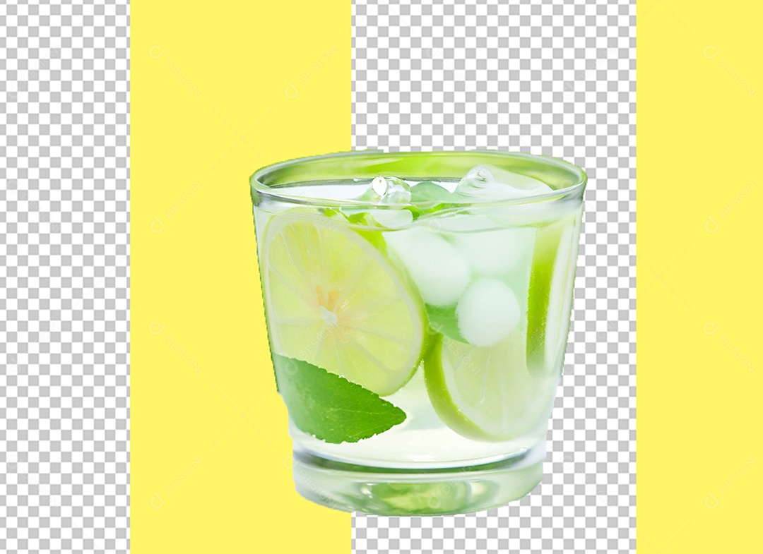 Copo De Caipirinha Drink Elemento 3D para Composição PSD