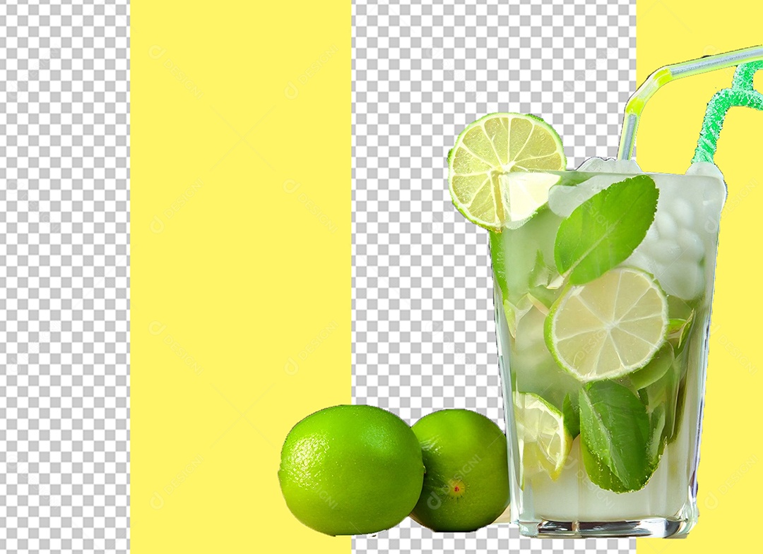 Copo De Caipirinha Drink Elemento 3D para Composição PSD