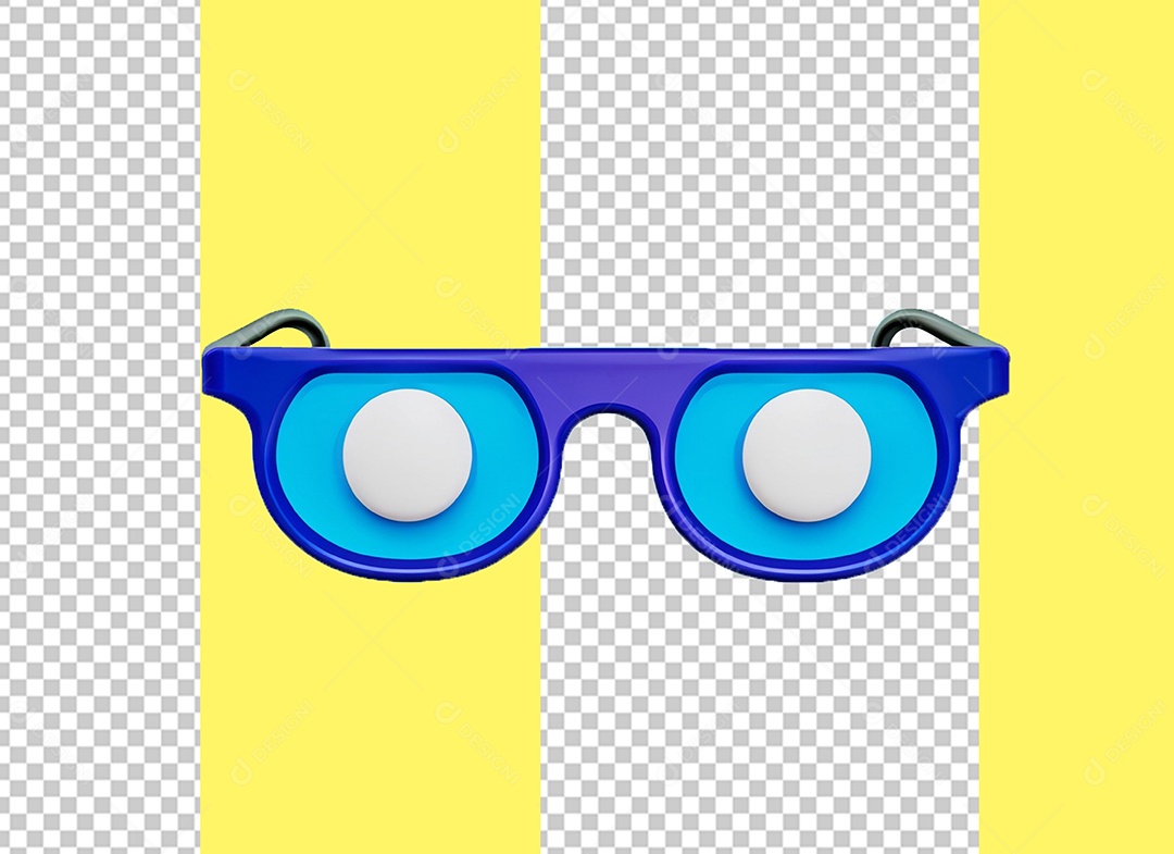 Óculos Elemento 3D Azul e Branco para Composição PSD