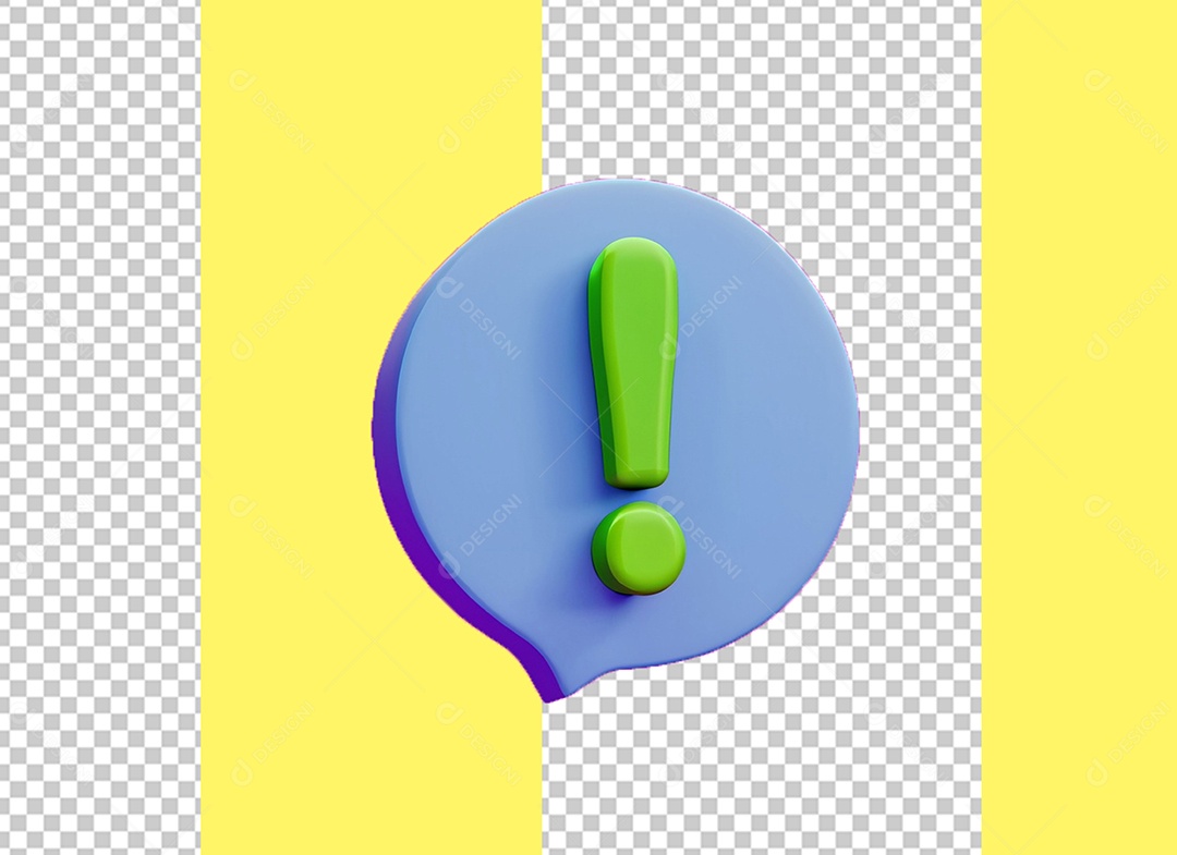 Ponto De Exclamação Elemento 3D Azul e Verde para Composição PSD