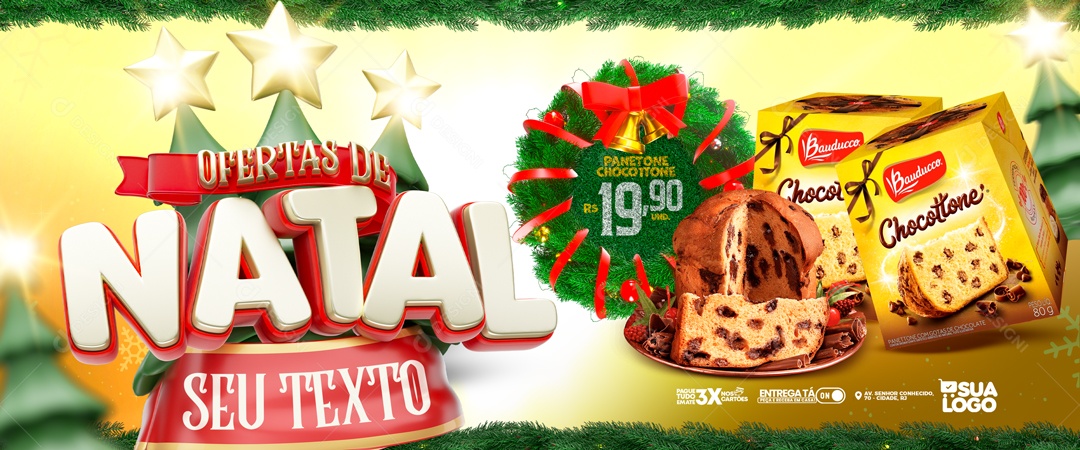 Social Media Ofertas De Natal Panetone PSD Editável