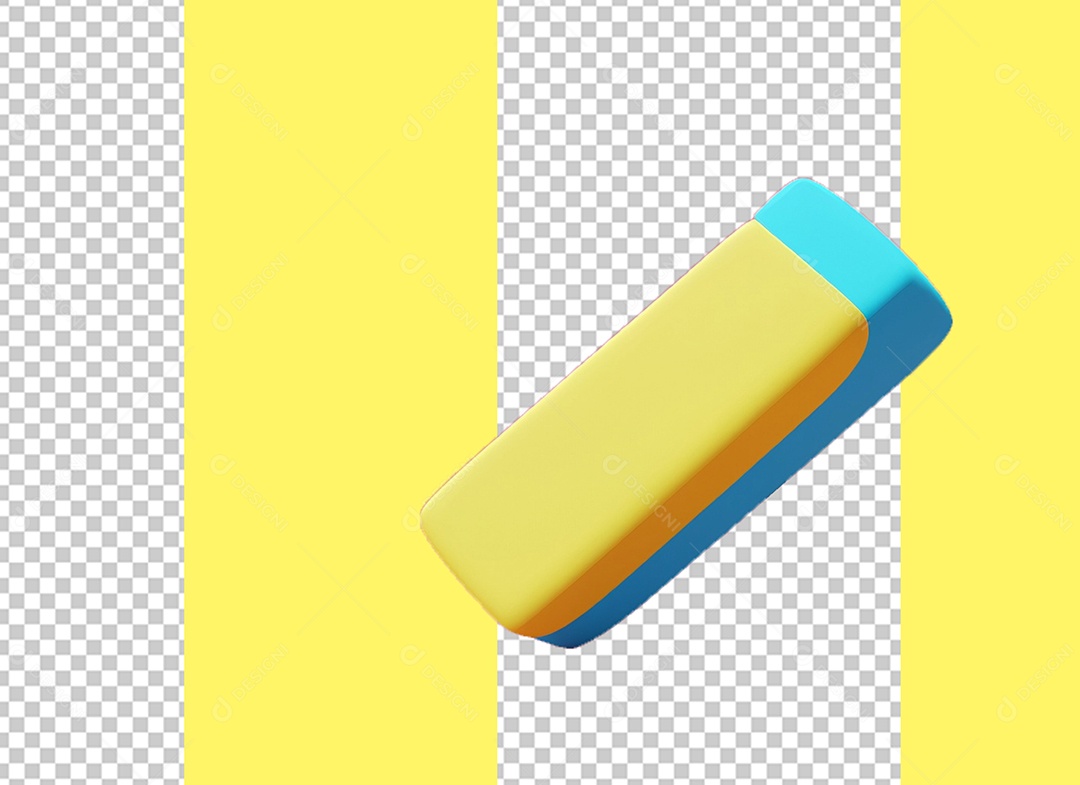 Borracha Elemento 3D Amarelo e Azul para Composição PSD