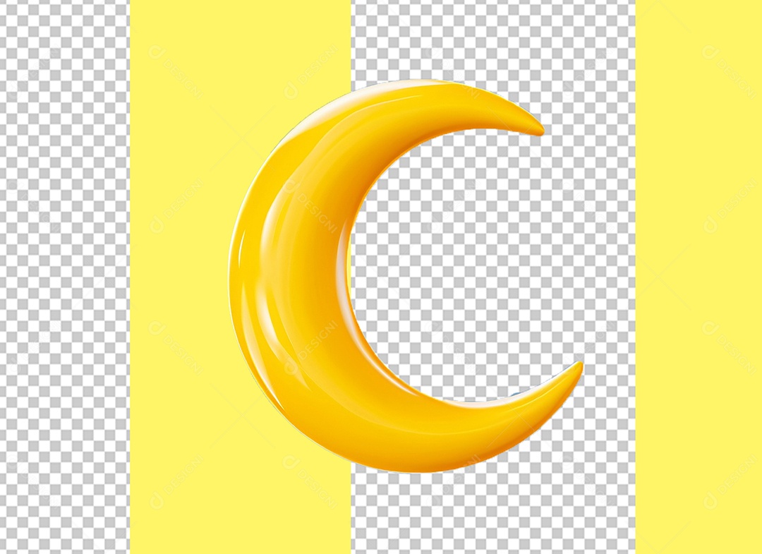 Lua Elemento 3D Amarelo para Composição PSD