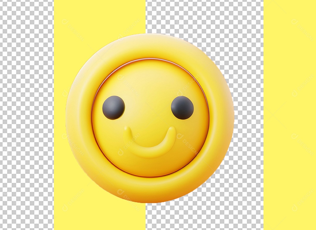 Moon with Smiling Face Yellow 3D Element for PSD Composition