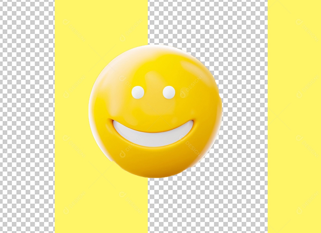 Lua com Rosto Sorridente Elemento 3D Amarelo para Composição PSD