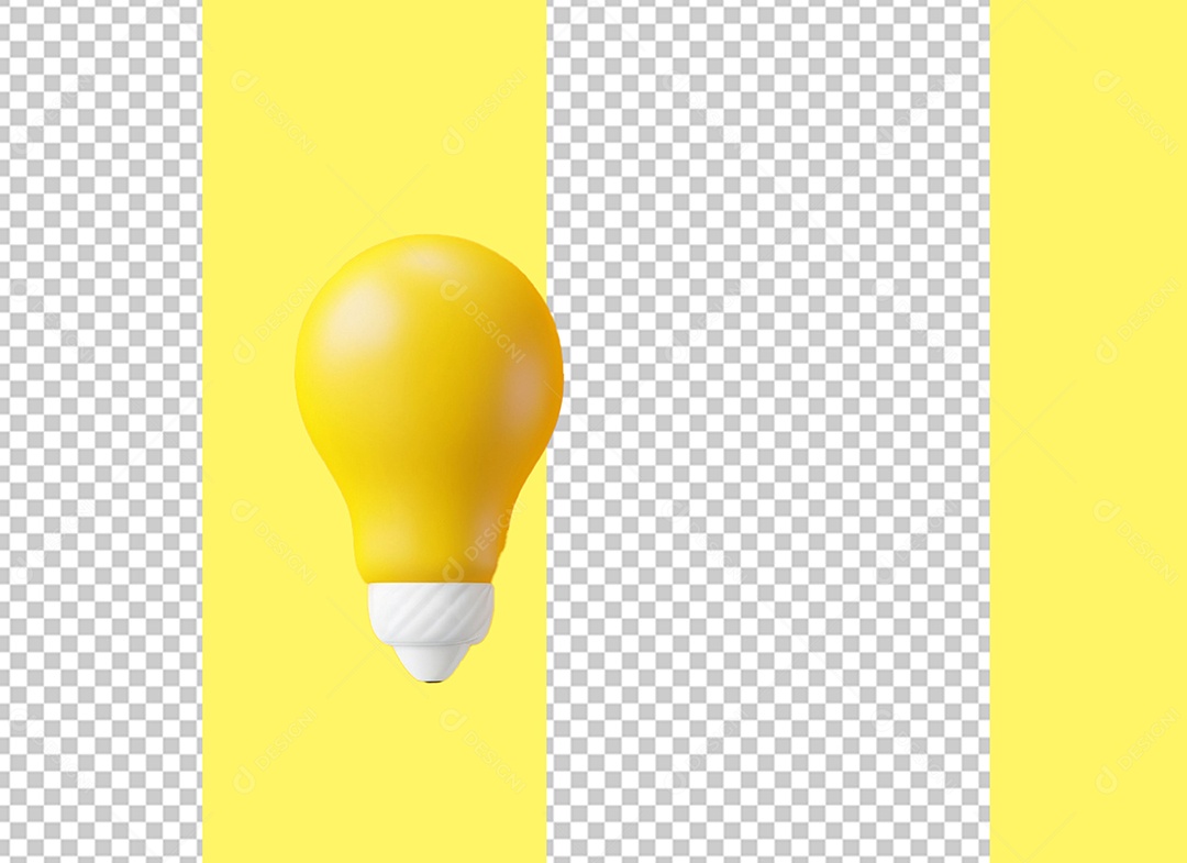 Elemento 3D Lâmpada Amarelo para Composição PSD
