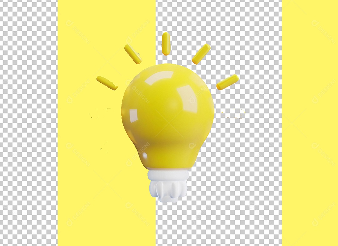 Lâmpada Amarelo Elemento 3D para Composição PSD