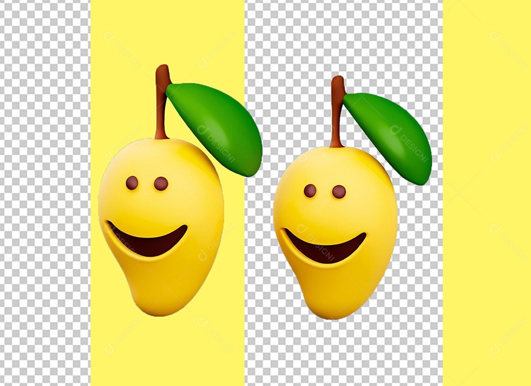 Magas com Rosto Feliz Elemento 3D Amarelo para Composição PSD