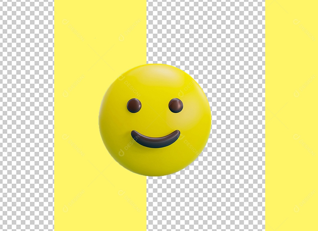 Emoji Alegre Amarelo Elemento 3D para Composição PSD