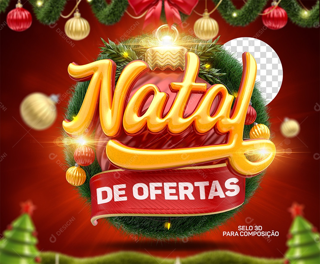 Natal De Ofertas Selo 3D Para Composição PSD