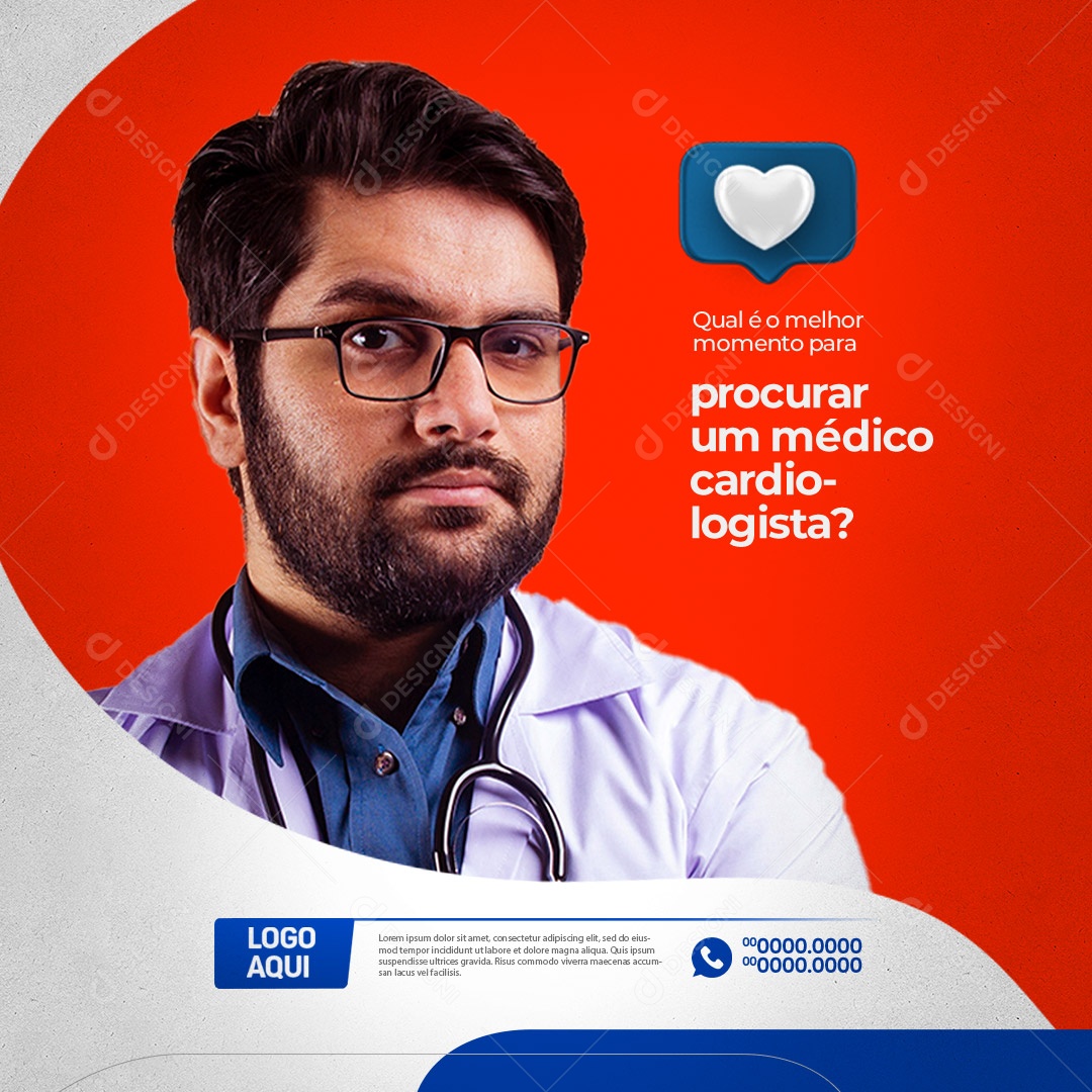 Clínica Médica Qual é o Melhor Momento para Procurar um Médico Cardiologista Social Media PSD Editável