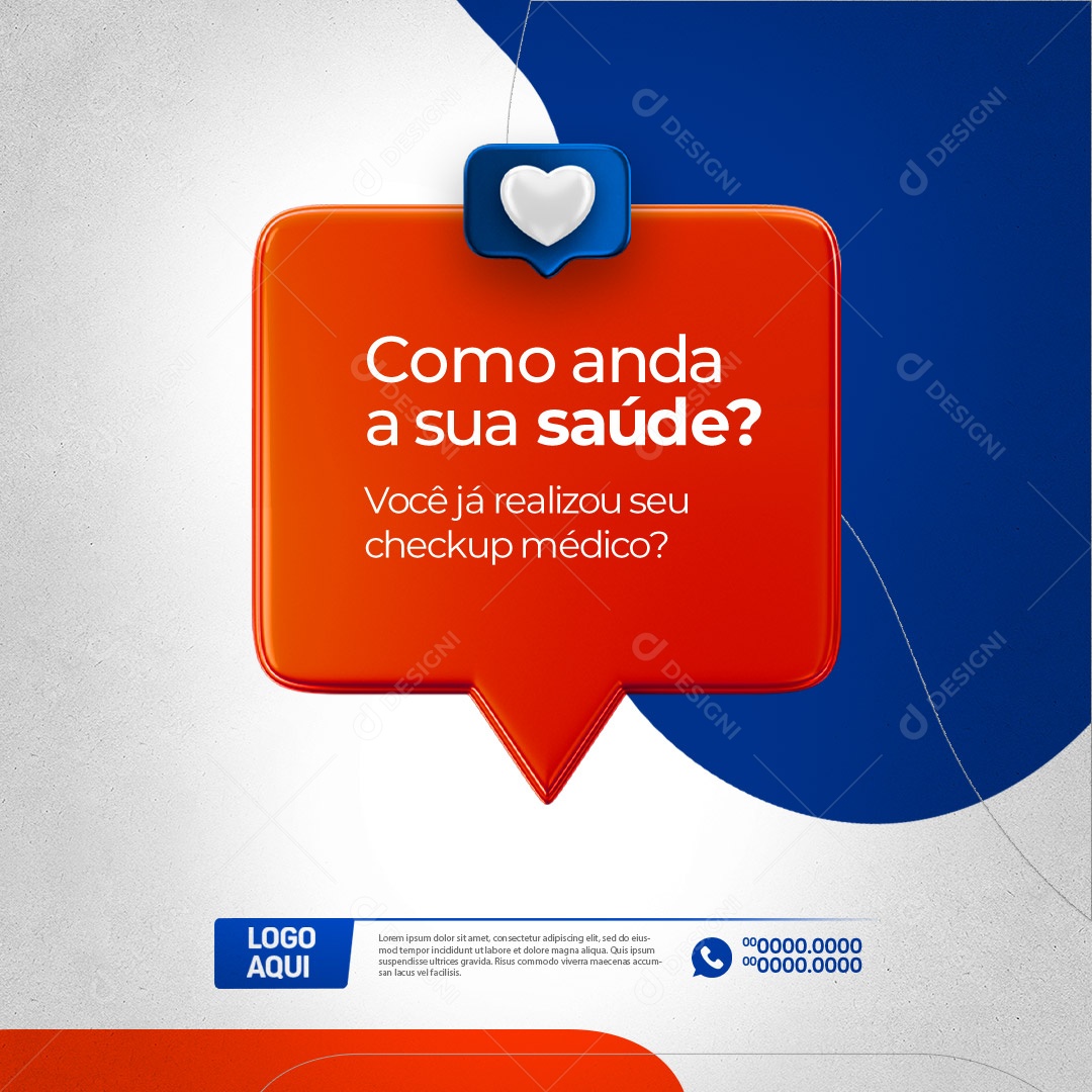 Clínica Médica Como Anda a sua Saúde Você Já Realizou seu Checkup Médico Social Media PSD Editável