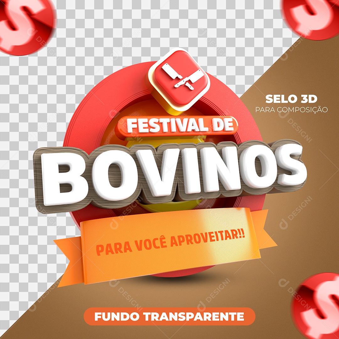 Selo 3D Festival De Bovinos Para Você Para Composição PSD