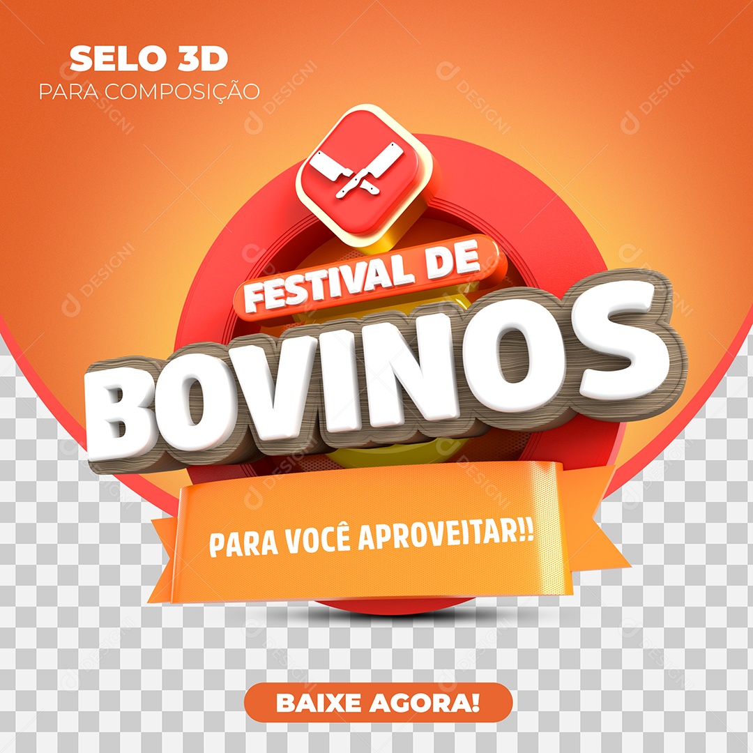 Festival De Bovinos Para Você Selo 3D Para Composição PSD