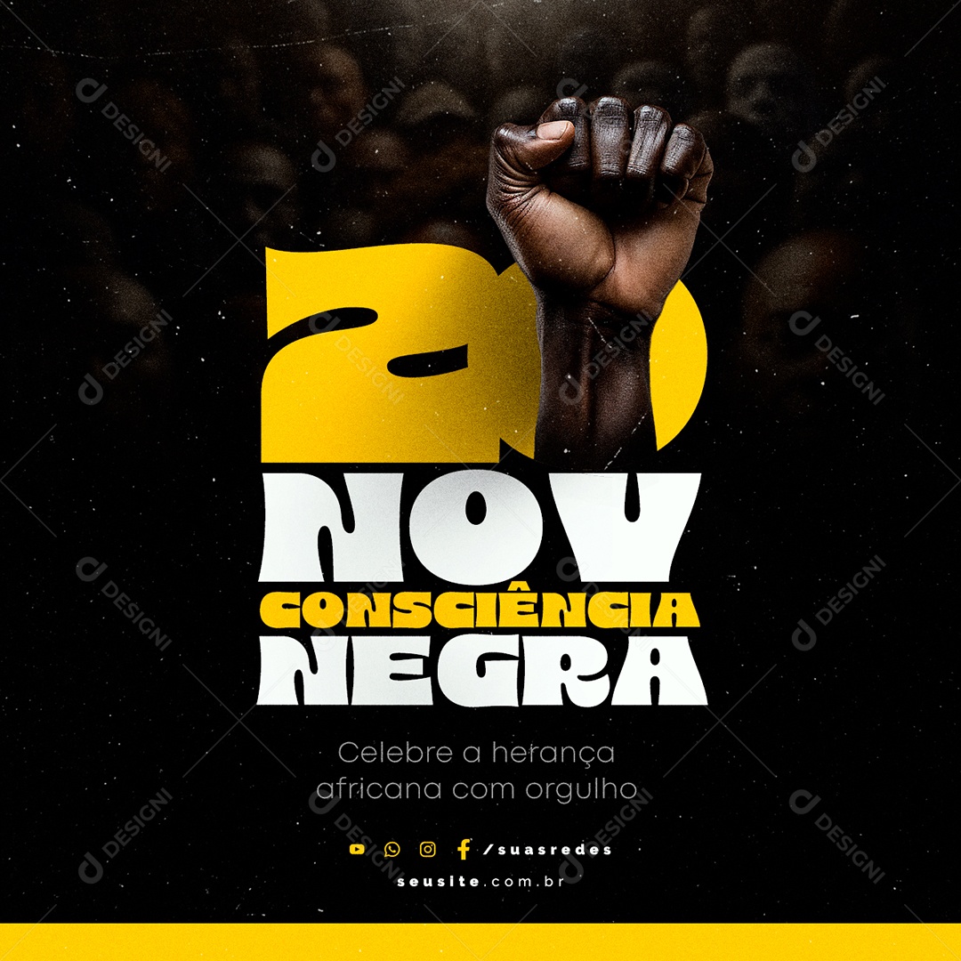 Dia da Consciência Negra Celebre a Herança Africana com Orgulho Social Media PSD Editável