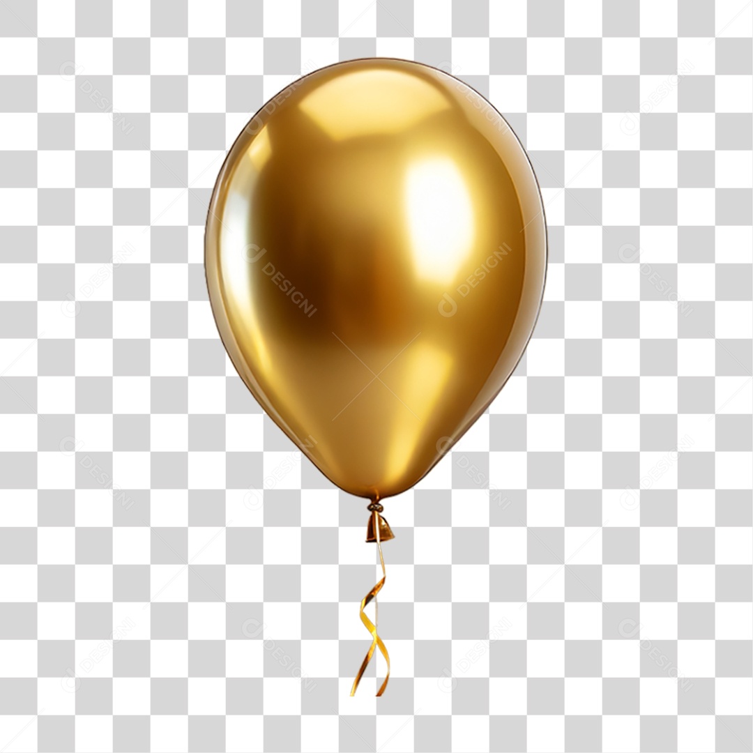 Balão Dourado PNG Transparente