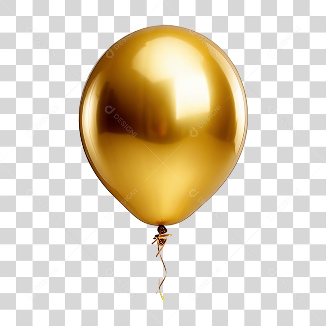 Balão Dourado PNG Transparente