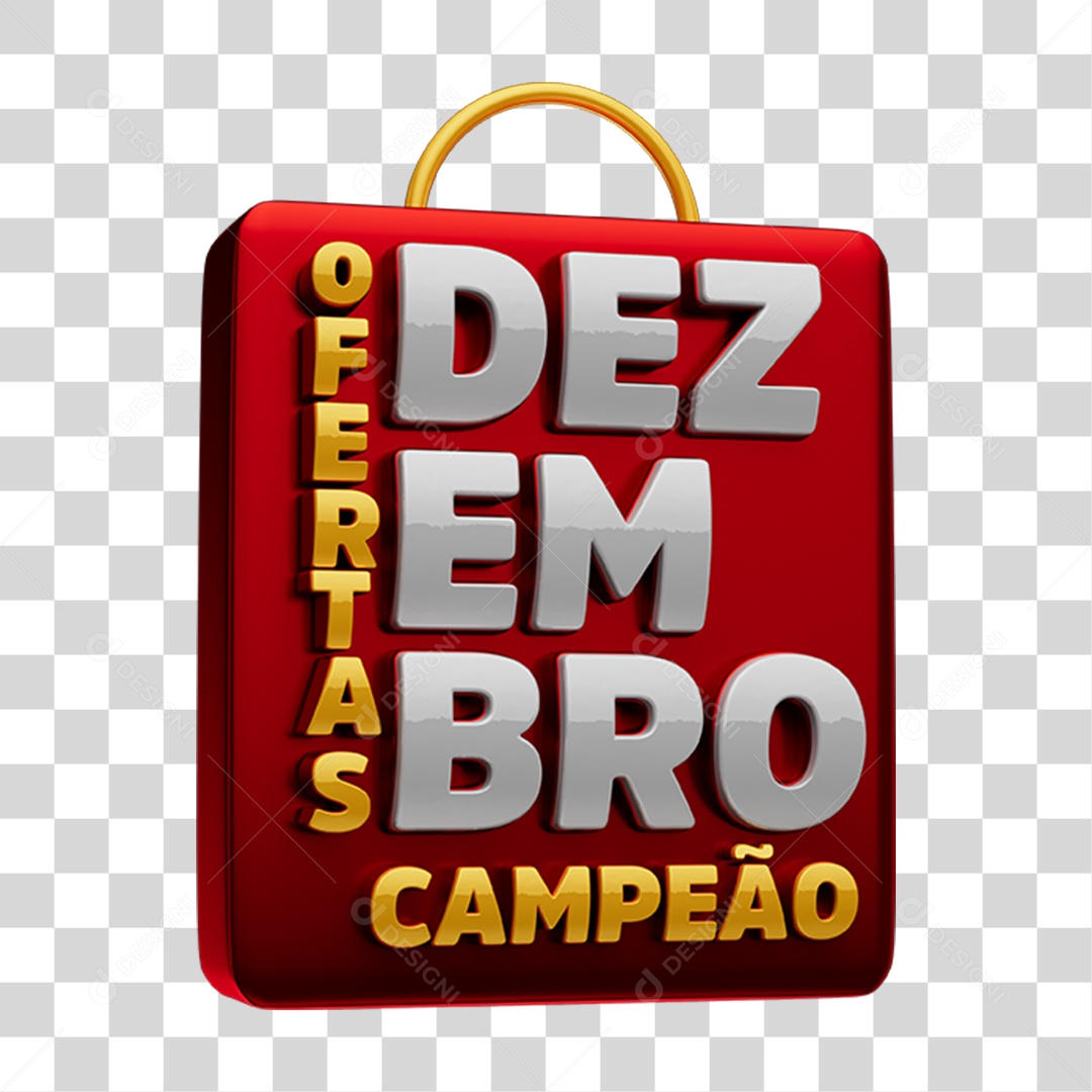 Selo 3D Oferta Dezembro Campeão em PNG Transparente