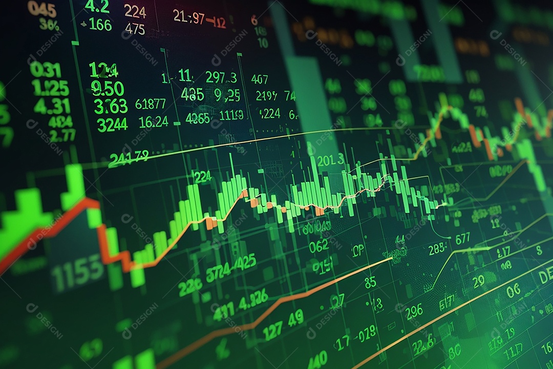 Números do mercado de ações negociando gráfico digital