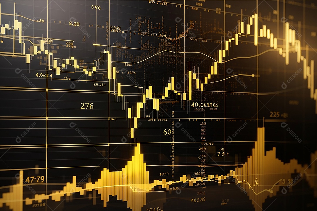 Números do mercado de ações negociando gráfico digital