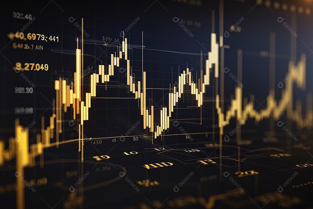 Números do mercado de ações negociando gráfico digital