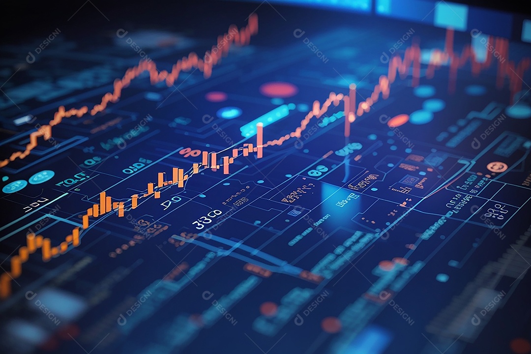 Números do mercado de ações negociando gráfico digital