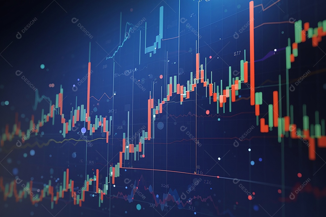 Números do mercado de ações negociando gráfico digital