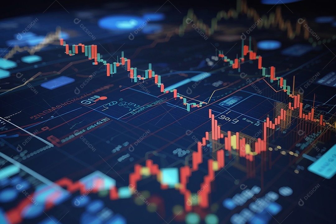 Números do mercado de ações negociando gráfico digital