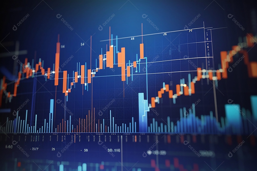 Números do mercado de ações negociando gráfico digital