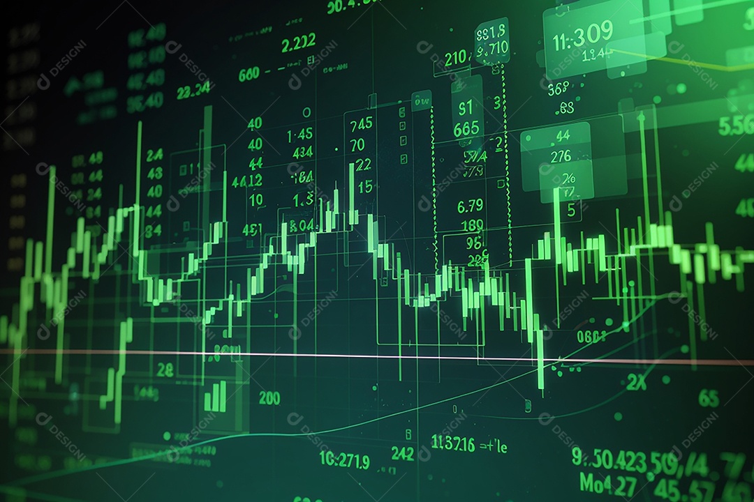 Números do mercado de ações negociando gráfico digital