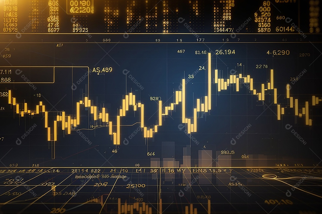 Números do mercado de ações negociando gráfico digital