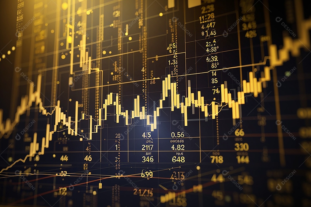 Números do mercado de ações negociando gráfico digital