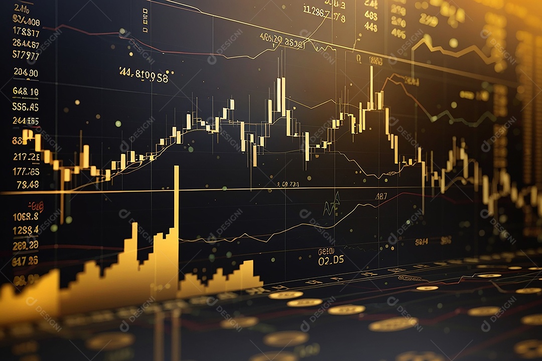 Números do mercado de ações negociando gráfico digital