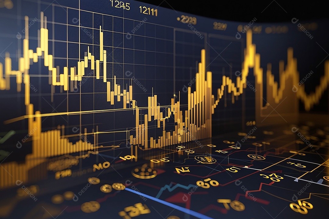 Números do mercado de ações negociando gráfico digital