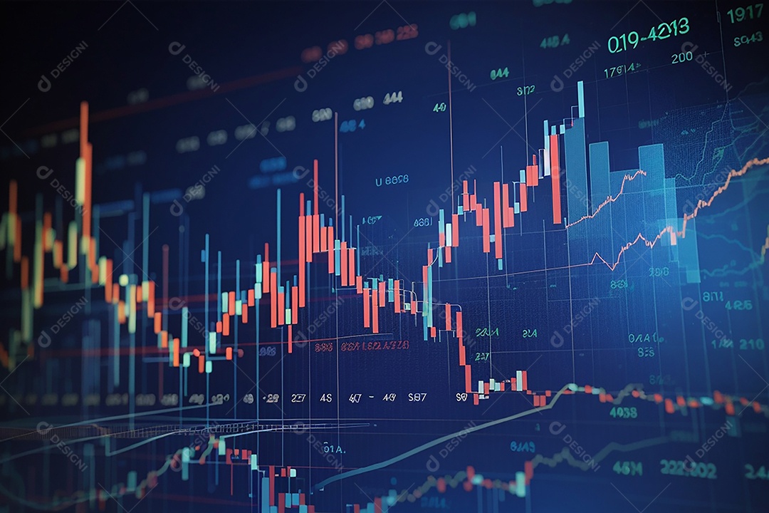 Números do mercado de ações negociando gráfico digital