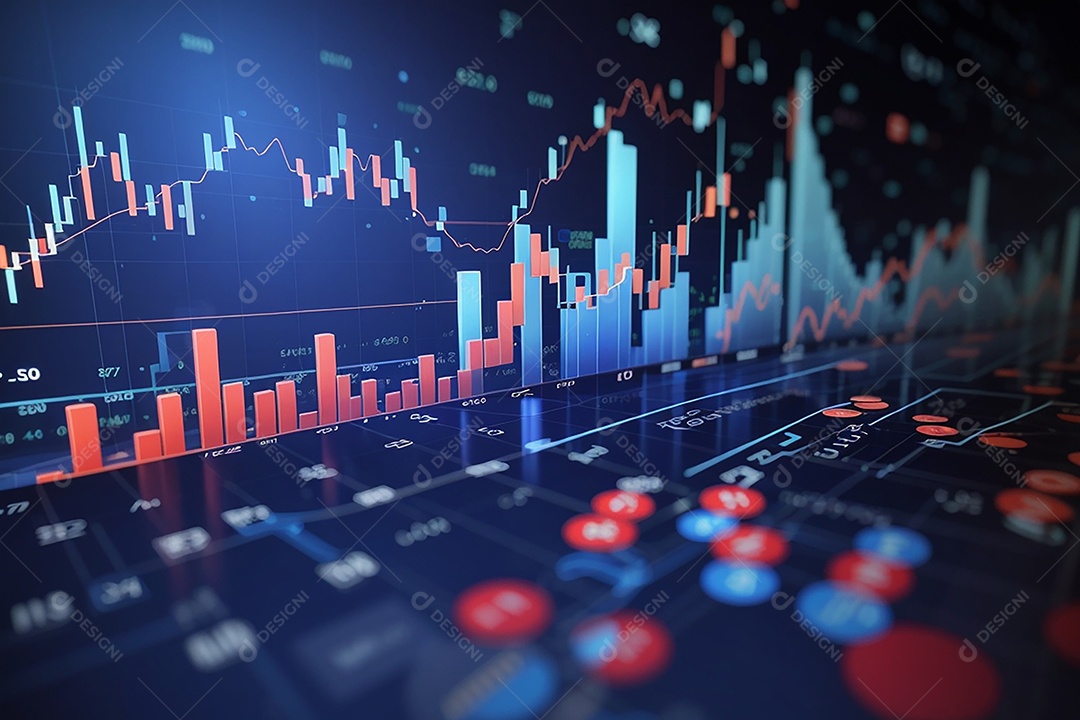 Números do mercado de ações negociando gráfico digital