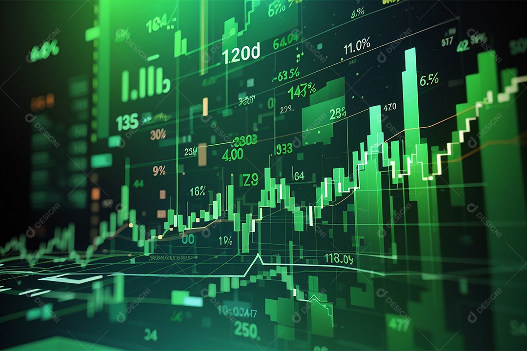 Números do mercado de ações negociando gráfico digital