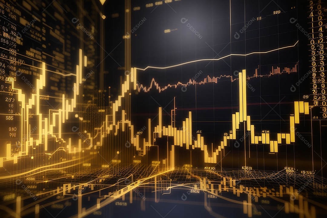 Números do mercado de ações negociando gráfico digital