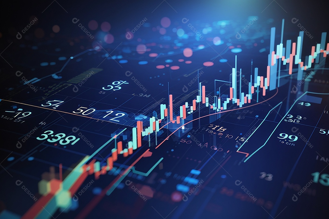 Números do mercado de ações negociando gráfico digital