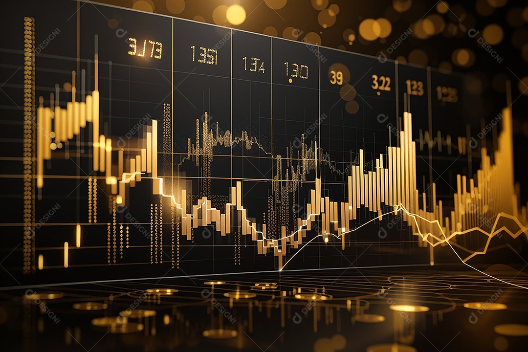 Números do mercado de ações negociando gráfico digital