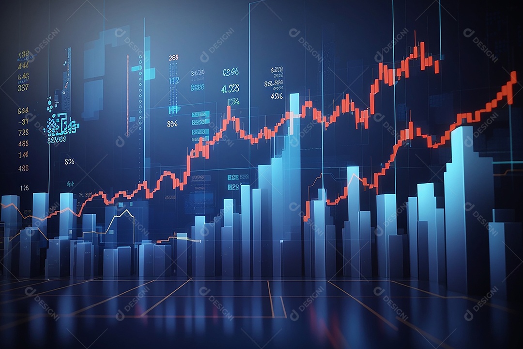 Números do mercado de ações negociando gráfico digital