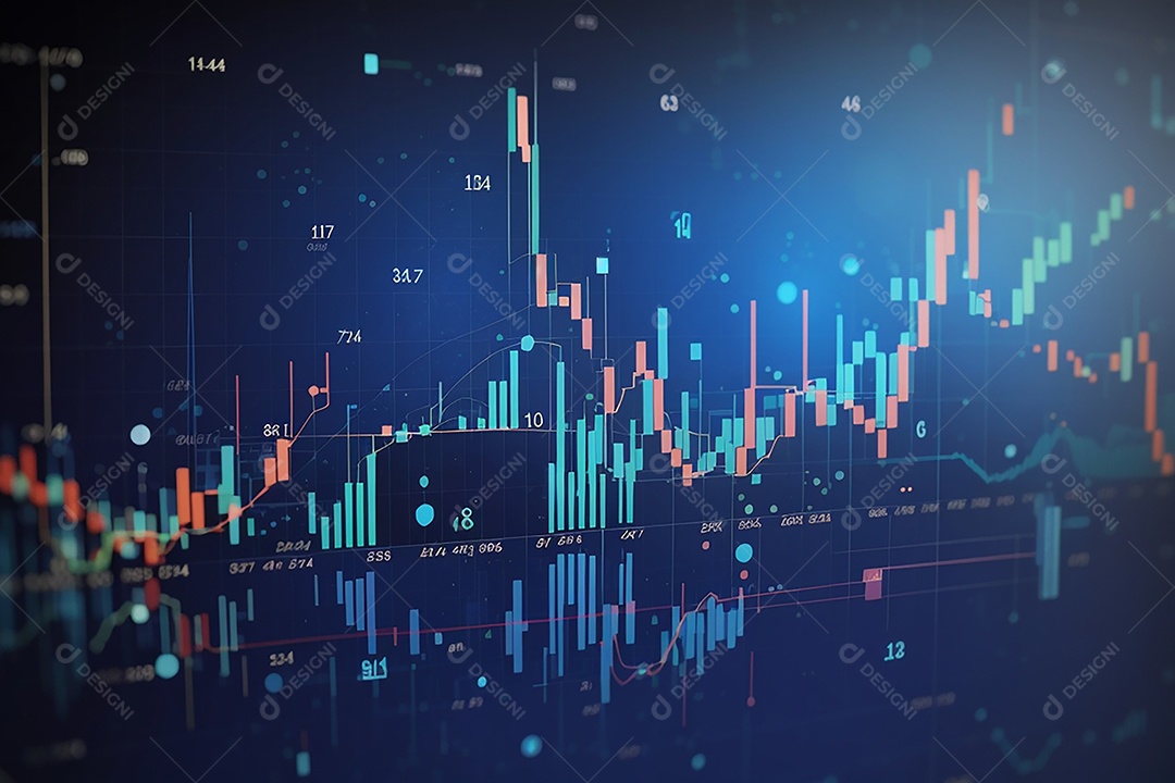 Números do mercado de ações negociando gráfico digital