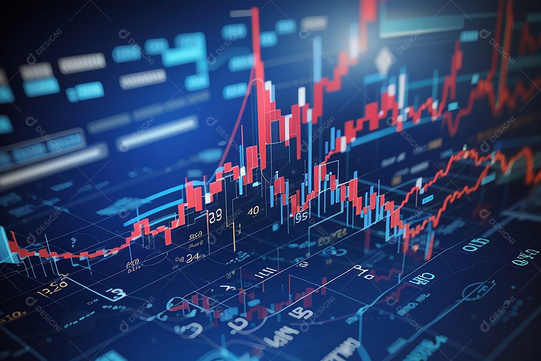 Números do mercado de ações negociando gráfico digital