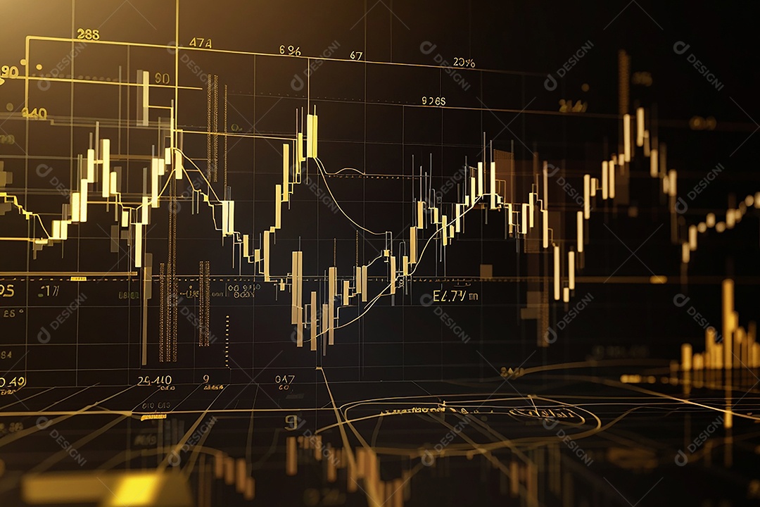 Números do mercado de ações negociando gráfico digital