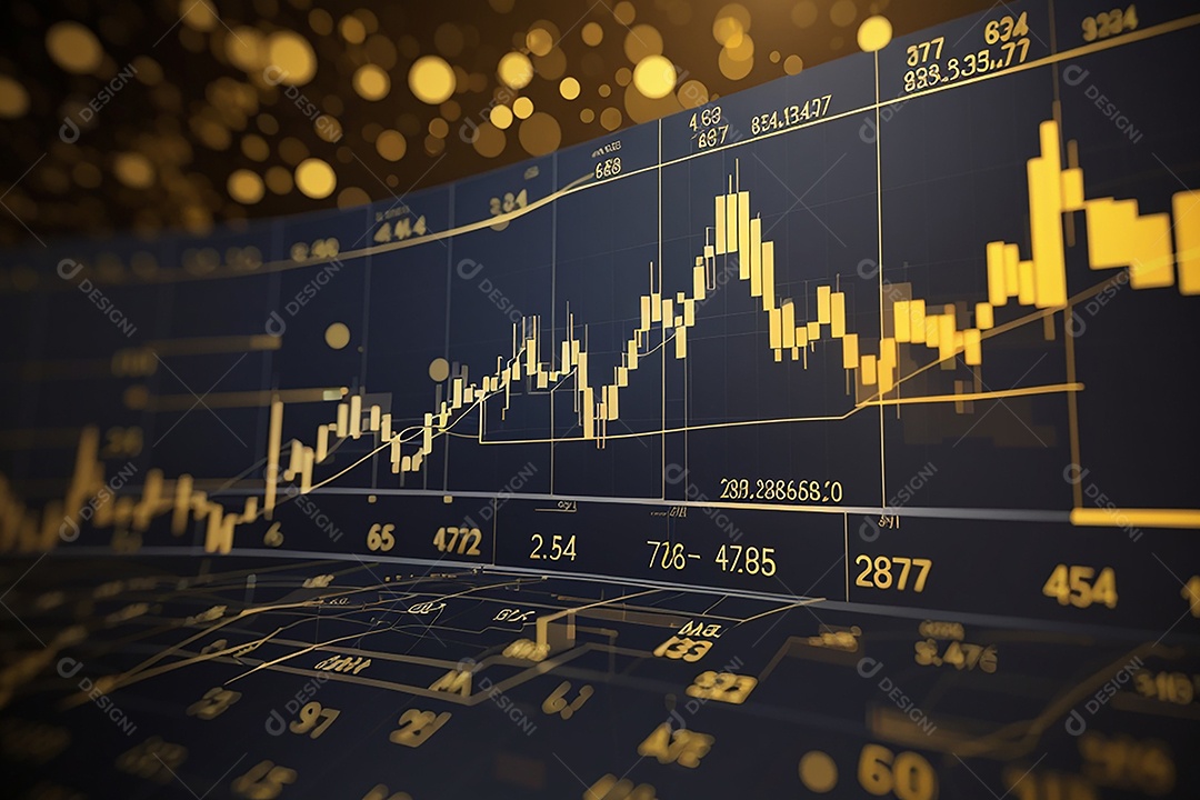 Números do mercado de ações negociando gráfico digital