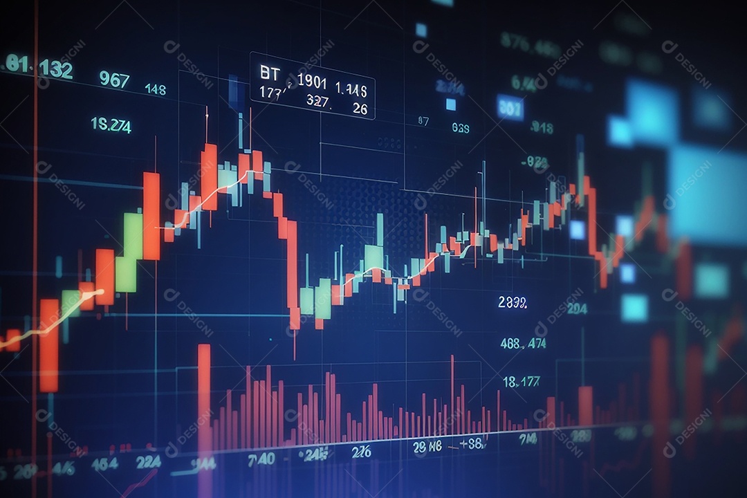 Números do mercado de ações negociando gráfico digital